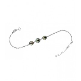 Bracelet chaîne forcat argent trois perles