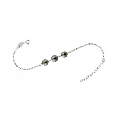 Bracelet chaîne forcat argent trois perles